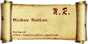 Miskov Rodion névjegykártya